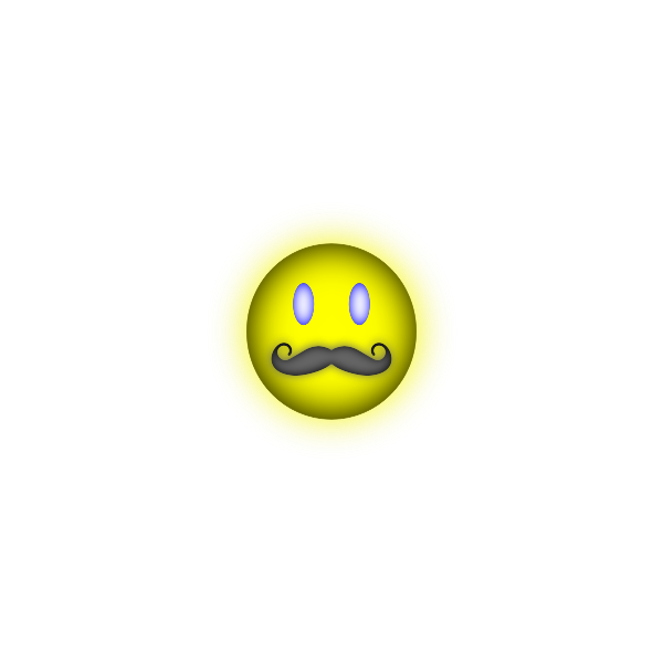 SVG Happy emoticon with mustache vector clip art