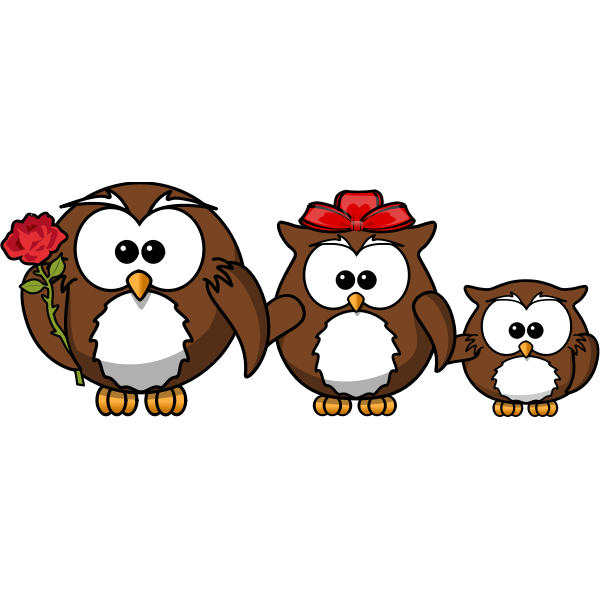 SVG Happy family of owls vector illustration