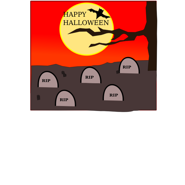 SVG Happy Halloween in a cemetery