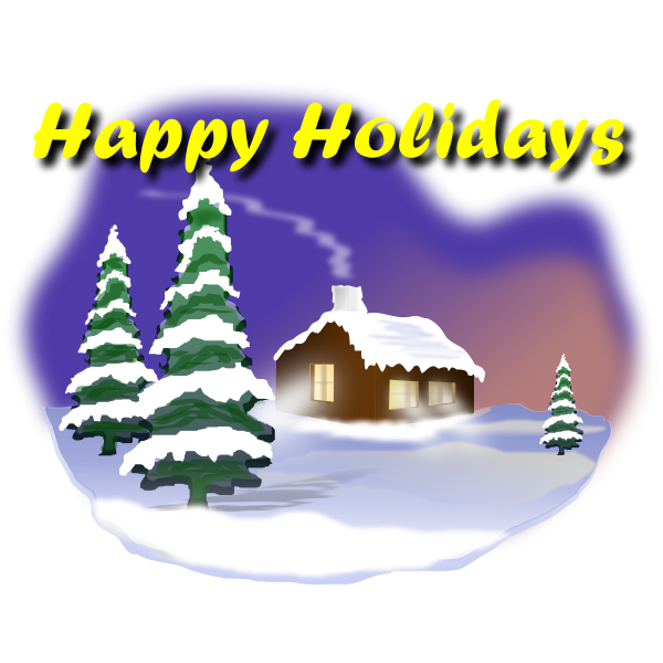 SVG Happy Holidays winter idyll card vector graphics