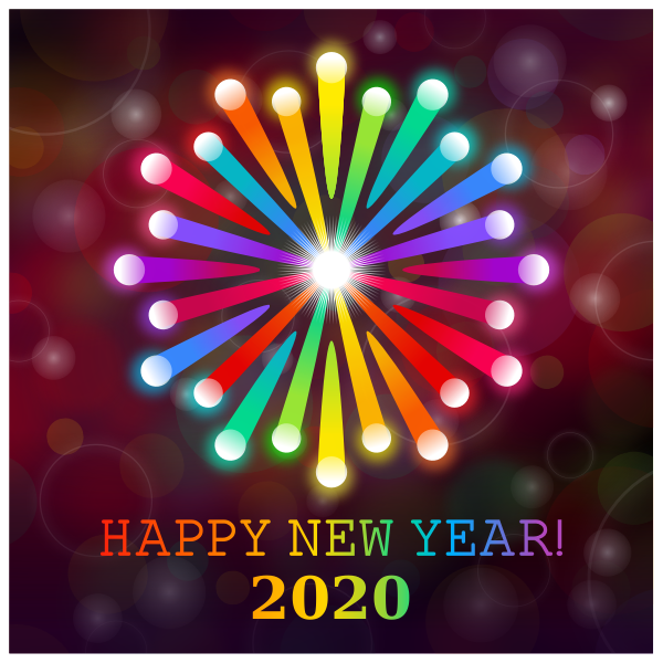 SVG Happy New Year 2020 Rainbow