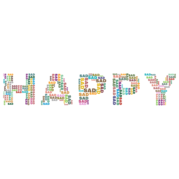 SVG Happy Sad word cloud