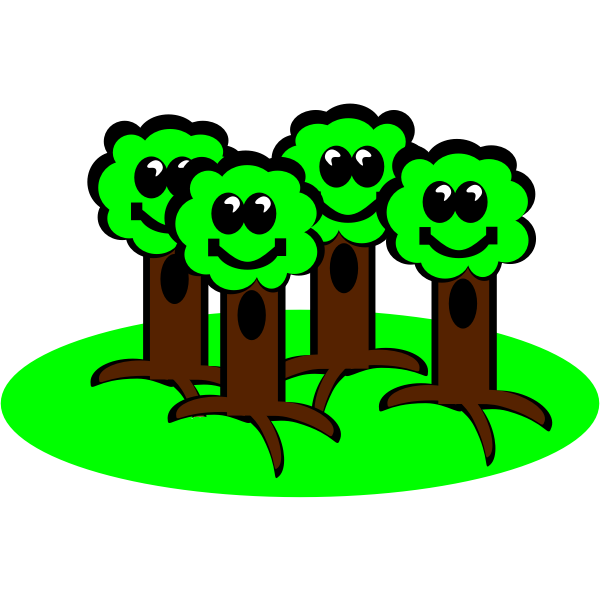 SVG Happy trees smiling vector drawing