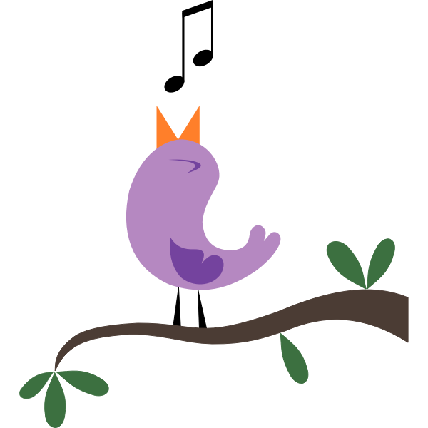 SVG Happy tweeting purple bird vector graphics