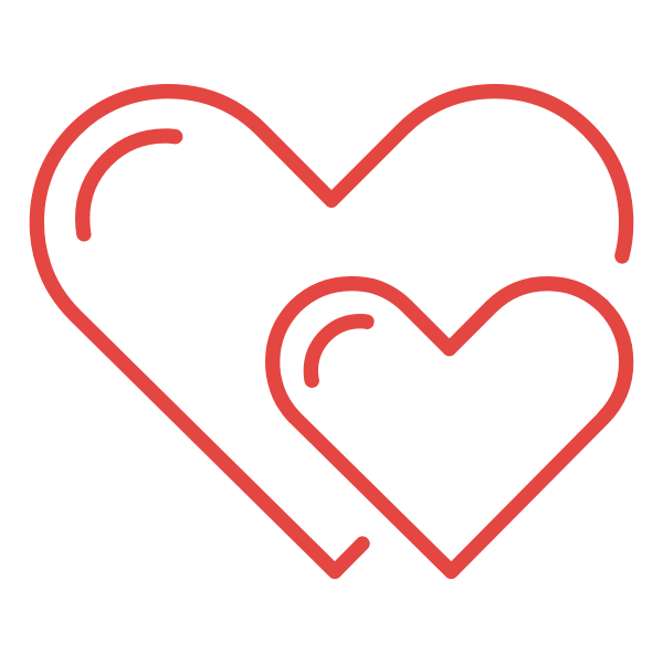 SVG heart icons in red