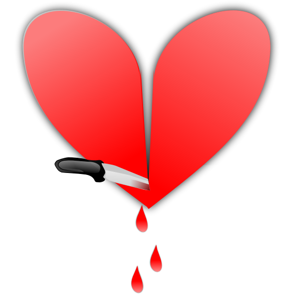 SVG Heart sliced with a knife vector image