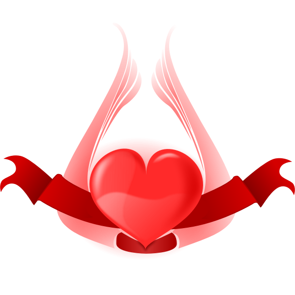 SVG Heart with wings and ribbon vector clip art
