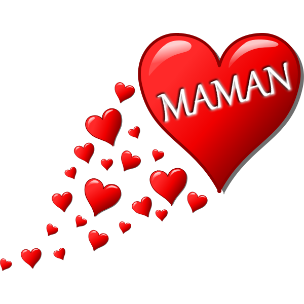 SVG Hearts for Mom in French vector illustration