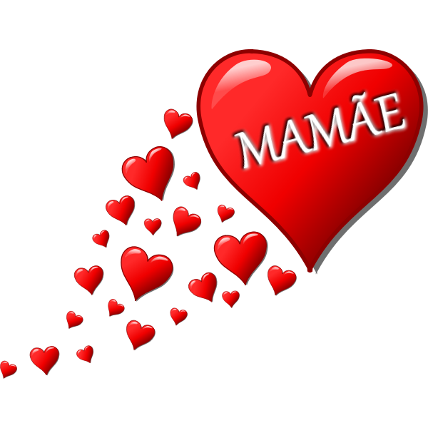 SVG Hearts for Mom in Portuguese language vector
