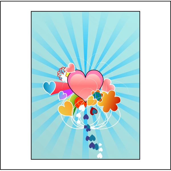 SVG Hearts with Blue Rays Vector