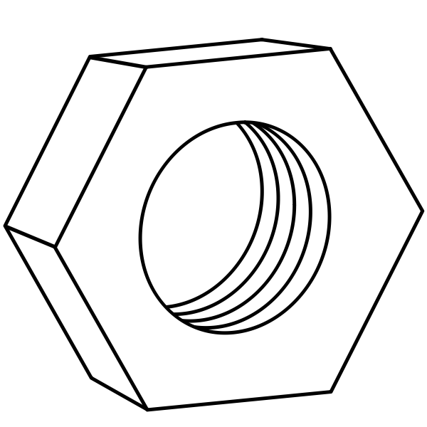 SVG Hexagonal nut for bolts technical vector drawing