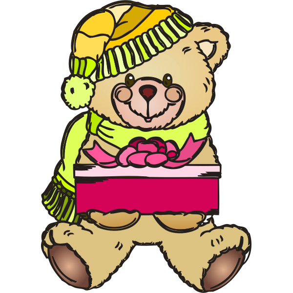 SVG Holiday teddy bear with gift vector illustration