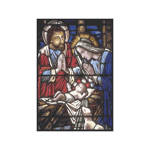 SVG Holy family in stained glass vector illustration