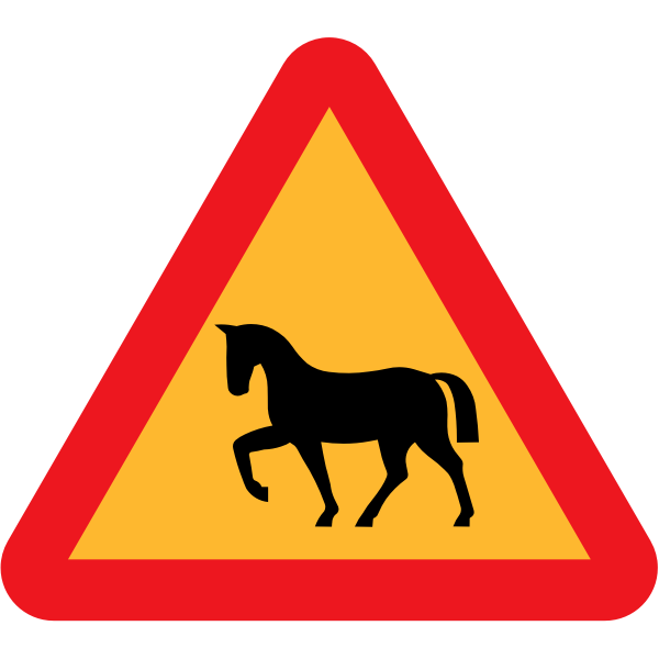 SVG Horse on road vector traffic sign