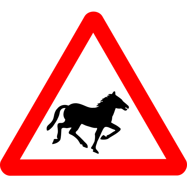 SVG Horse on road vector warning sign