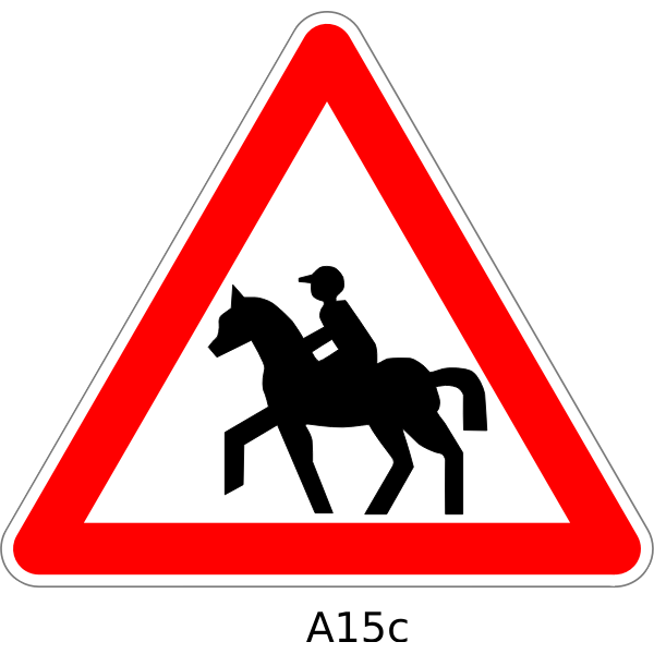 SVG Horse rider on road traffic sign vector image