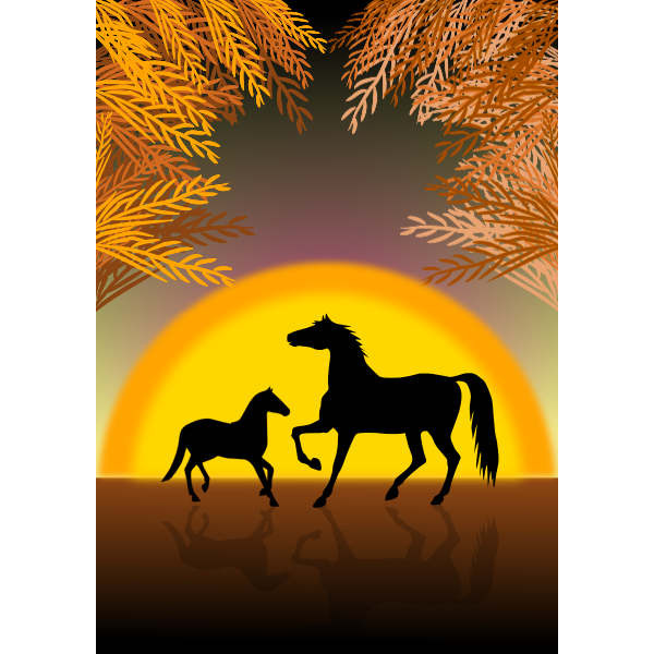 SVG Horses at sunset