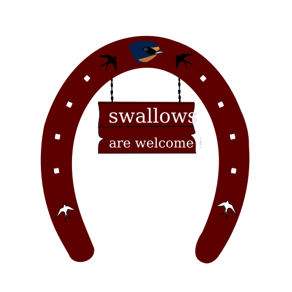 SVG Horseshoe with swallows welcome