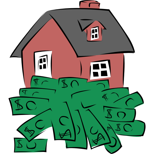 SVG House sitting on a pile of money