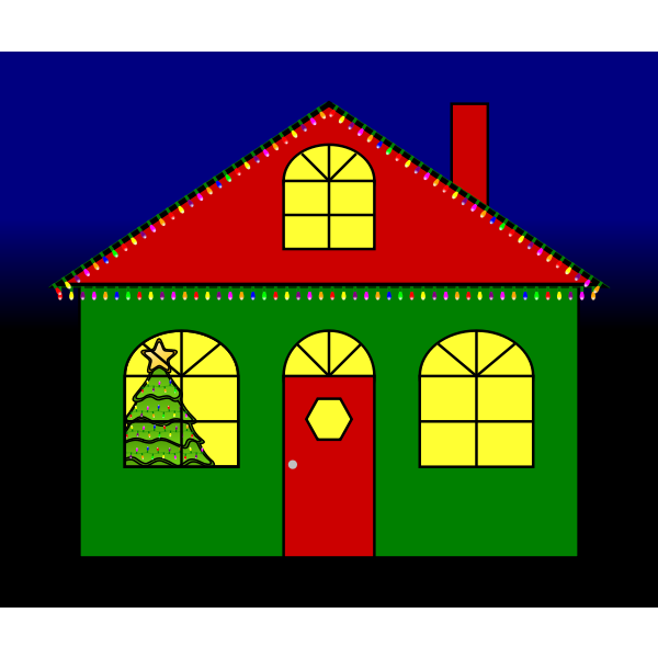 SVG House with Christmas lights