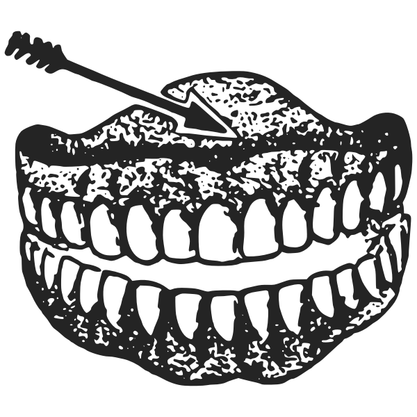 SVG Human denture black and white vector illustration with arrow