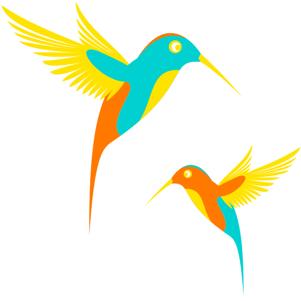SVG Humming birds in flight illustration