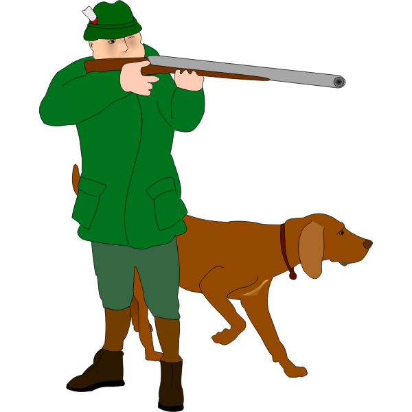 SVG Hunter with scent hound vector clip art