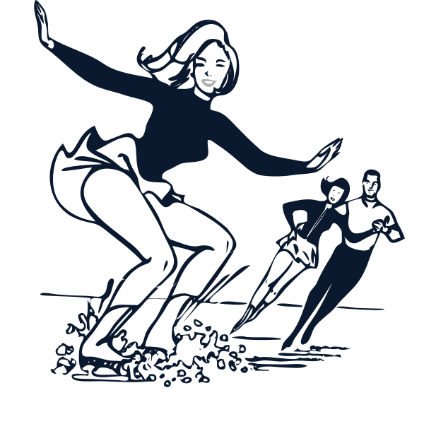 SVG Ice skating lady coloring page vector drawing