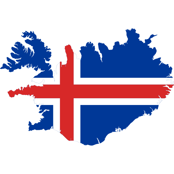 SVG Iceland map with flag over it vector image