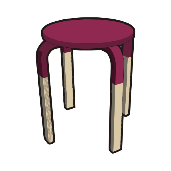 SVG IKEA FROSTA Stool Half BURGUNDI