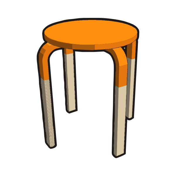 SVG IKEA FROSTA Stool Half ORANGE