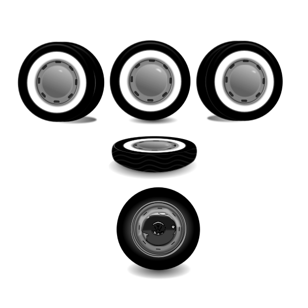 SVG Illustration of car wheels from different perspectives