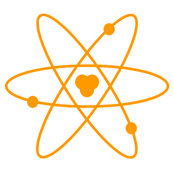 SVG Illustration of diagram of an atom in orange color
