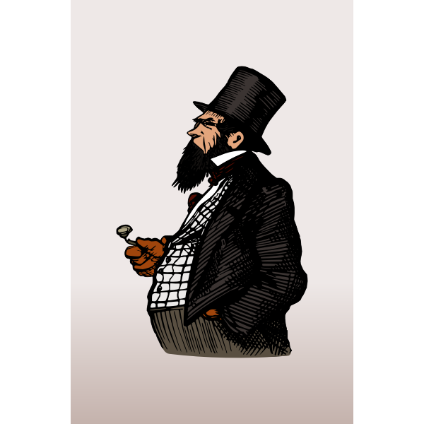 SVG Illustration of gentleman in black suit with pipe