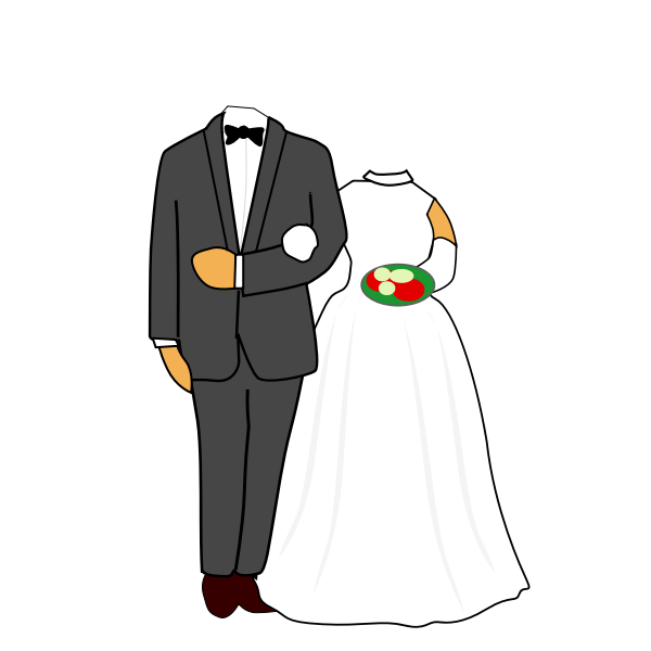 SVG Illustration of headless wedding couple