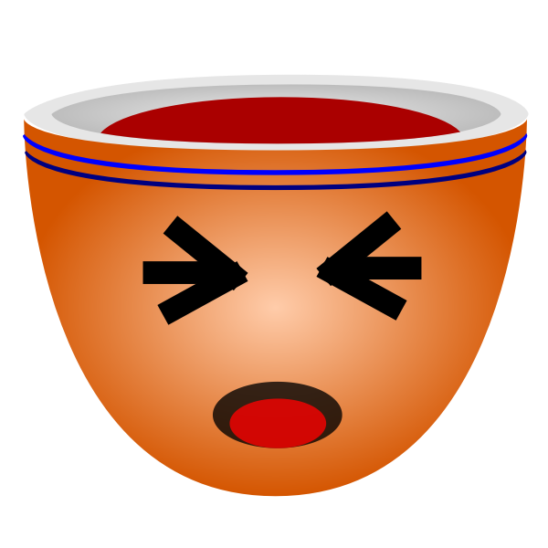 SVG Illustration of orange cup of coffee with eyes tight closed