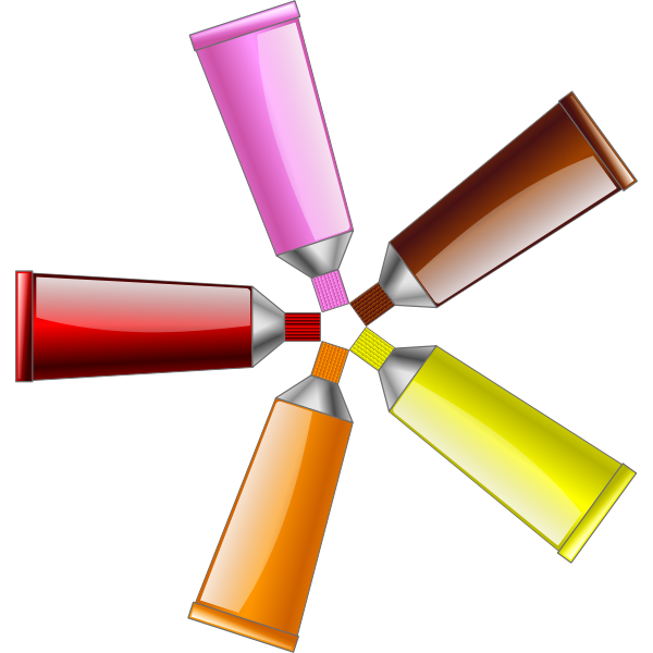 SVG Illustration of red yellow brown orange and pink colour tubes