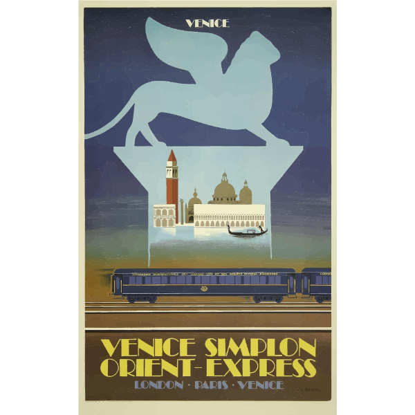 SVG Illustration of Venice Orient Express vintage poster