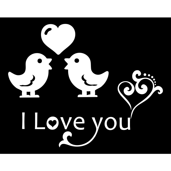SVG Image of a quotI love youquot sign decorated by heart and birds