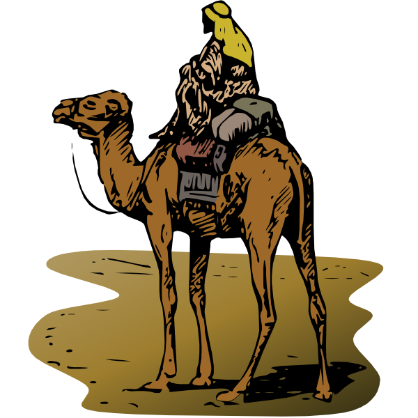 SVG Image of camel with rider in vector