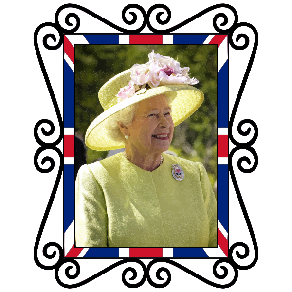 SVG Image of color British Queen photo in standalone frame