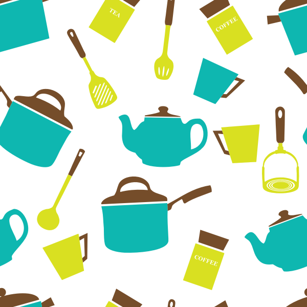 SVG Image of color kitchen equipment on white background