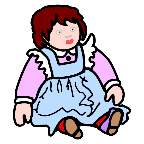 SVG Image of coloured sitting doll