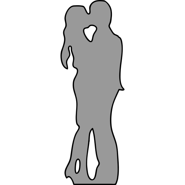 SVG Image of gray silhouette of young couple kissing