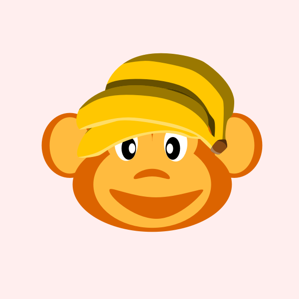 SVG Image of happy monkey with banana on its head
