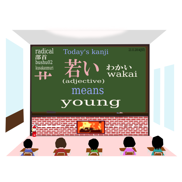 SVG Image of learning Kanji green school board