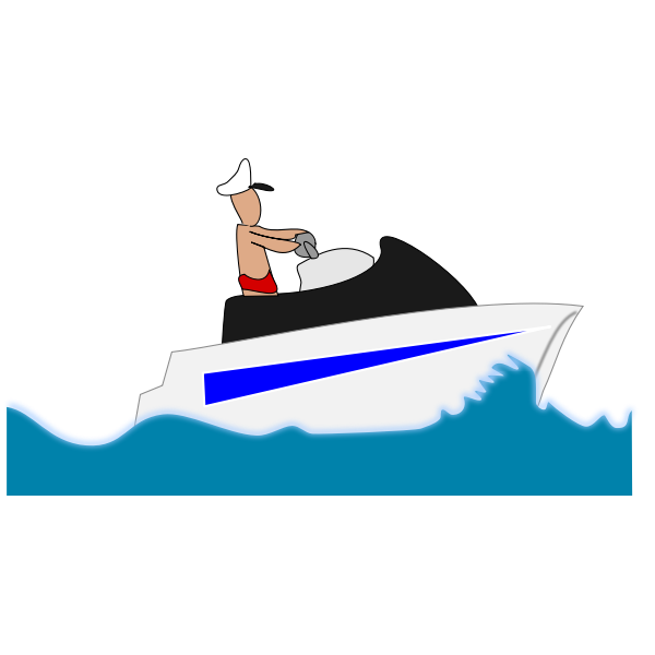 SVG Image of man in swimming trunks on a leisure boat