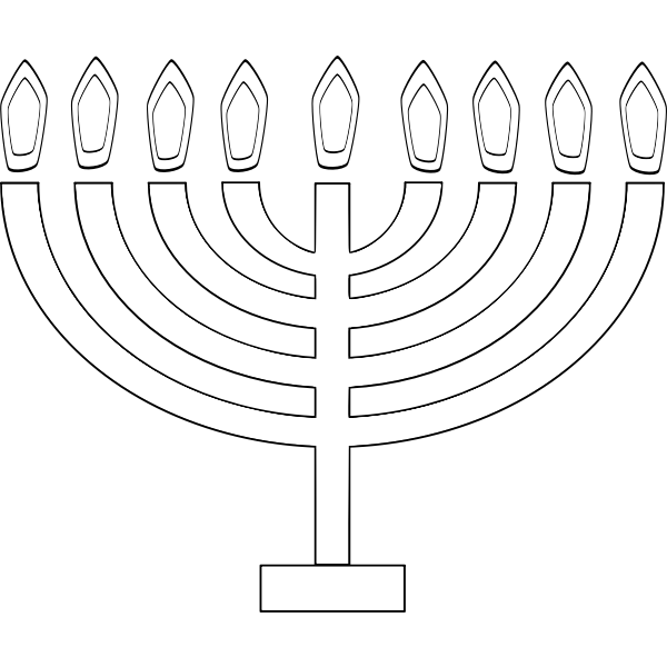SVG Image of outline of 9 candle Chanukkah lighting