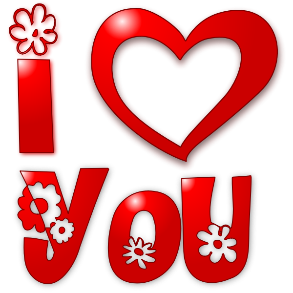 SVG Image of red floral I love you sign