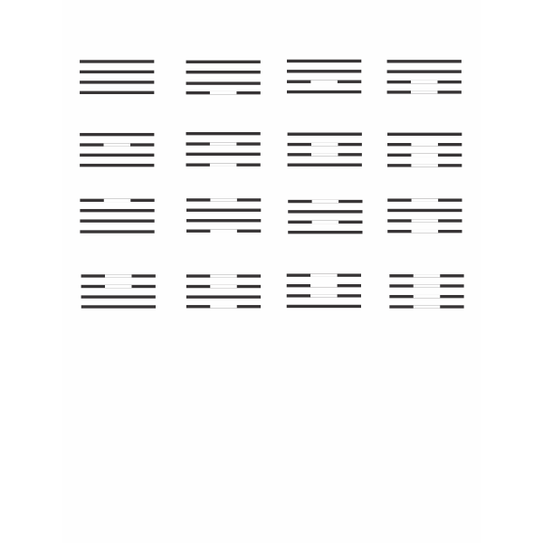 SVG Image of set of 16 I Ching hexagrams